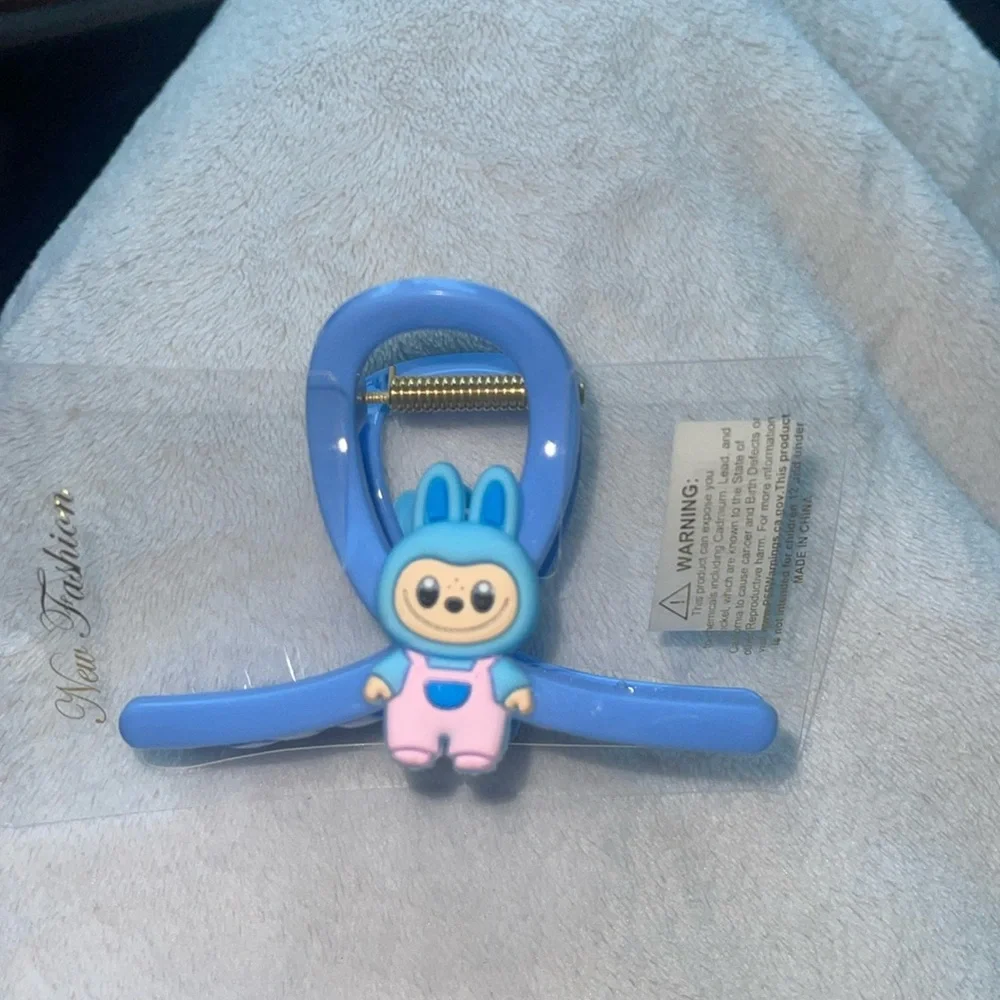 Cute blue Hair Clip with Labubu monster Character nwt
